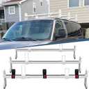 Universal Van Roof Rack 3 Bar Set, Adjustable Length 41.5''- 70'', Van Roof Ladder Rack Fit for Chevy Express 1500 2500 3500 Ford Econoline GMC Savana Cargo Vans with Rain Gutter