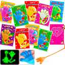 28Pack Glow In Dark Sticky Hands Toys With Valentines Greeting Cards For Kids Valentines Party Favors