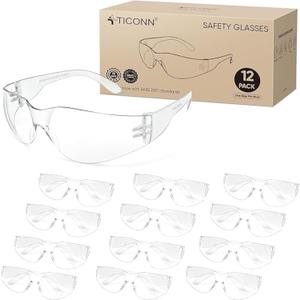 TICONN Clear Safety Glasses for Men and Women, Safety Goggles with Scratch Impact Resistant Meets ANSI Z87.1 Standard