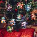 2 x Generic Christmas Wooden Gnome Animal Ornaments, Handcrafted Holiday Decorations, 3.15 Inch, 36 Pack, 12 Unique Designs with Hemp Rope for Tree, Home Decor