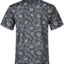 BOJIN Men's Print Golf Polo Shirts 166A Dark Gray Flower Leaves 2X (XXL)
