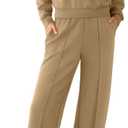 RUBZOOF Lounge Sets for Women 2 Piece Sweatsuits Fall Outfits Half Zip Sweatshirt Wide Leg Sweatpants Matching Clothing Set (XX-Large, 07-khaki)