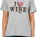 Lucky Brand Women's I Love Wine Boyfriend Tee (Gray, L)
