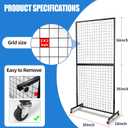 NectaCol Grid Wall Panels, 2 Packs 3'x 6' Grid wall Panels Stand with T-Base, Black Wire Gridwall Display Rack, Craft Show Display Rack, Art Gridwall Display Stand
