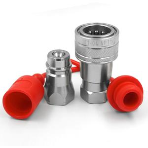 1/2" NPT Thread Ag ISO 5675 Hydraulic Quick Connect Tractor Couplers, Ball Pioneer Style ISO 5675 w/Dust Caps