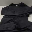 SUUKSESS Women 2 Piece Workout Sets Hidden Scrunch Hip Lifting Seamless Leggings Long Sleeve Yoga Crop Tops (Large, Black)