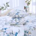 Brandream King Size Sheet Set Luxury Floral Blossom Birds Bedding Collections 800 Thread Count 100% Egyptian Cotton Deep Pocket, 4 Piece White Botanical Branches Blue Flower