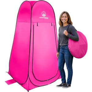 Pop Up Pod - Privacy Shower Tent, Dressing Room, or Portable Toilet Stall with Carry Bag for Camping, Beach, or Tailgate by Wakeman Outdoors (Pink)