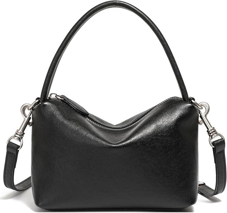 Leather Crossbody Bag Women Genuine Leather Shoulder Bags Small Clutch Purse Mini Top Handle Handbag with Adjustable Strap