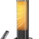 1500W Space Heaters for Indoor Use, Portable Space Heater Large Room with Remote, PTC Ceramic, 100 Oscillation, 24H Timer, 3 Modes, Thermostat, Display off, Room Heater for Bedroom, Office (Black)