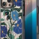 Compatible for iPhone 16 Pro Case Cute - Durable Shockproof 6.6 ft Drop Impact Phone Case - Black Funny Passiflora Caerulea Design for iPhone 16 Pro 6.3"