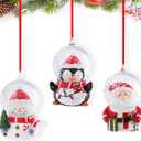 Yinns Christmas Tree Ornament, Mini Christmas Snow Globe Santa Claus and Snow Man Christma Tree Snow Globe Hanging Decoration for Christmas Tree Table Decor 3 Pack