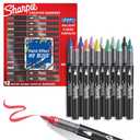 Sharpie Creative Markers, Water-Based Acrylic, Brush Tip, Assorted Colors, 12 Count – Arts & Crafts, Kids Activity, School Classroom; Works on Paper, Metal, Wood, Ceramic, Glass, Rock, Canvas