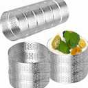 DATANYA 12Pack Tart Rings Perforated Tart Ring, Stainless Steel Cake Rings 4 Inch Round Mousse Ring Molds for Baking Cooking Dessert, small fruit tartet crust