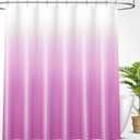 OLANLY Luxury Shower Curtain Set 72x72, Waterproof and Washable, 12 Hooks | Pink and White Ombre, Modern Decorative Bathroom Curtain for Bathtub and Shower, Minimalist Bathroom Decor Accessories
