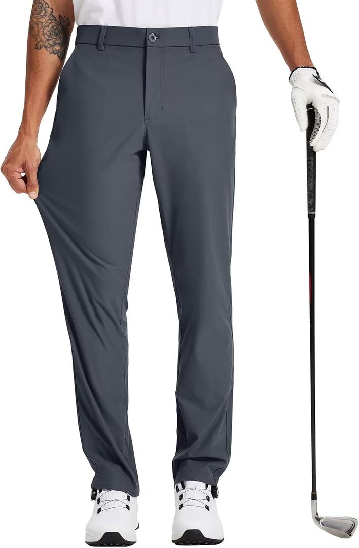 Tyhengta Men's Golf Pants 30"/32"/34" Lightweight Comfy Stretch Work Dress Pants (36W x 34L, Dark Grey)