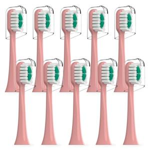 DenSecc Replacement Brush Heads Compatible with AquaSonic icon Electric Toothbrush, 10 Pack, Blush