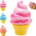 Ice Cream Squeeze Squishy,Ice Cream Cone Squishy Slow Rise Sensory Fidget Toy Favors Summer Sensory Stress Relief Suitable for Adult use in Offices and Homes (Pink)