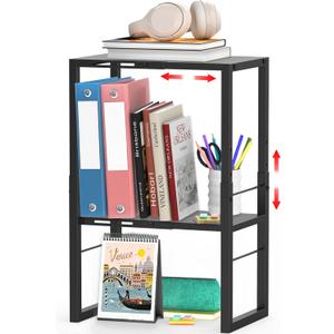 Locker Organizer Shelf, Metal Adjustable Width and Height, Ideal Locker for School, Office, and Gym Lockers, Extends Locker Storage Organization, Black