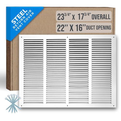 Fits 22x16 Duct Opening | Steel Return Air Grille by Handua | Vent Cover Grill for Sidewall and Ceiling | White | HVAC Cold Air Intake Grille | Outer Dimensions: 23.75"W X 17.75"H