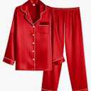 Ekouaer Women Pajamas Set Classic Button Down Long Pjs Set M