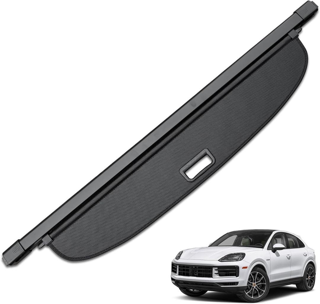 HAFIDI® Cargo Cover for 2018-2026 Porsche Cayenne Retractable Trunk Cargo Cover Cayenne Accessories Anti-Peeping Anti-Theft Privacy Screen,Trunk Luggage Shield Shade Carbon Fiber Texture
