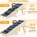 17" H Dog Stairs for Small Dogs 4-Step Non-Slip Dog Ramp for Couch | Foldable 2-in-1 Pet Stairs & Ottoman, Upgraded Pet Steps for Puppies, Senior Dogs & Injured Pets, Solid Wood Frame (Beige)