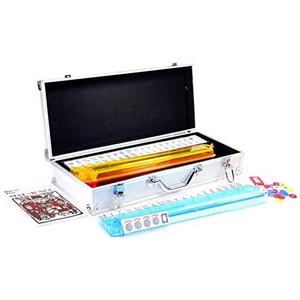 American Mahjong Set 166 Tiles 4 All in One Pusher Rack Combo (Aluminum Case), 20 inches x 8 inches x 4.5 inches