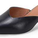 Coutgo Womens Pointed Toe V Cut Mules Chunky Block Heels Slip On Clogs Fashion Office Slides Shoes (9.5, Black)