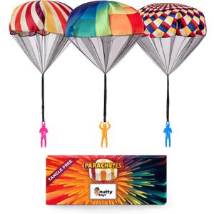 nutty toys Parachute Toys for Kids - Tangle Free Outdoor Flying Parachute Men, Top Indoor & Outside for 3 4 5 6 7 8 9 10 11 12 Year Old, Best Easter Basket Stuffers Idea 2025, Unique Boy & Girl Gifts