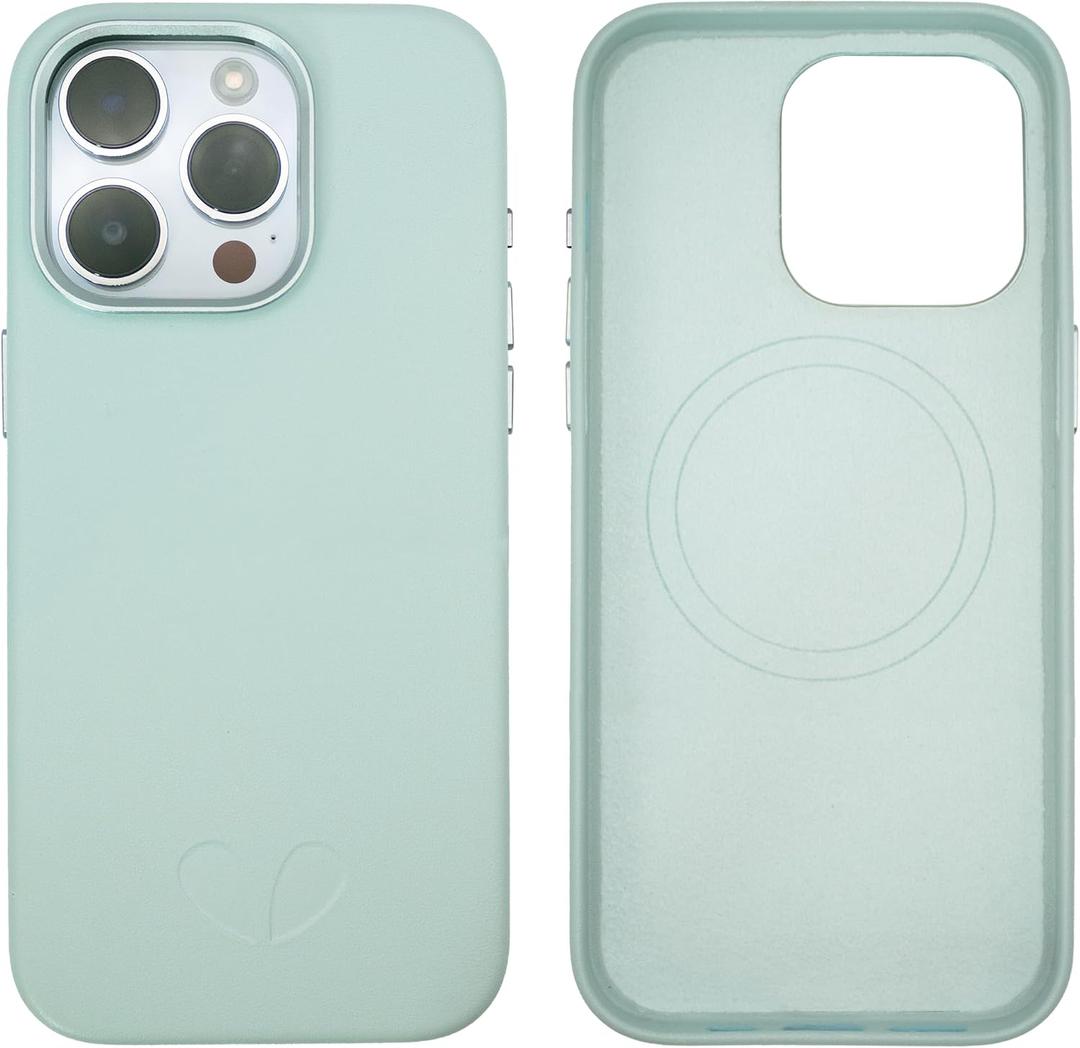 Vegan Leather Magnetic Case for iPhone 15 Pro Max 6.7" (Succulent)