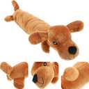balacoo Squeaky Plush Dog Chew Toys for Puppies and Cats Interactive Sound Pet Toys Cartoon Sausage Dog Design 15.74X3.54X1.18In Soft Material Indoor Outdoor Play