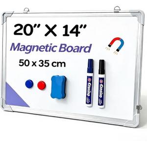 Dry Erase White Board, 20x14Inch (50x35cm) for Wall Whiteboard Aluminum Frame Hung for Kids Draw and Write Teach