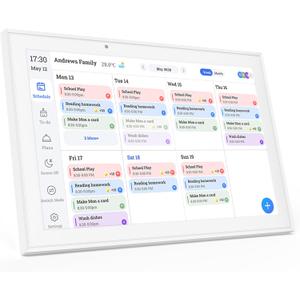 Digital Calendar, 10.1-inch Smart Wall Planner Electronic Calendar & Chore Chart, Smart Touchscreen Interactive Display for Family Schedules, Organize Your Daily & Family Routines, Desk & Wall Mount (White)