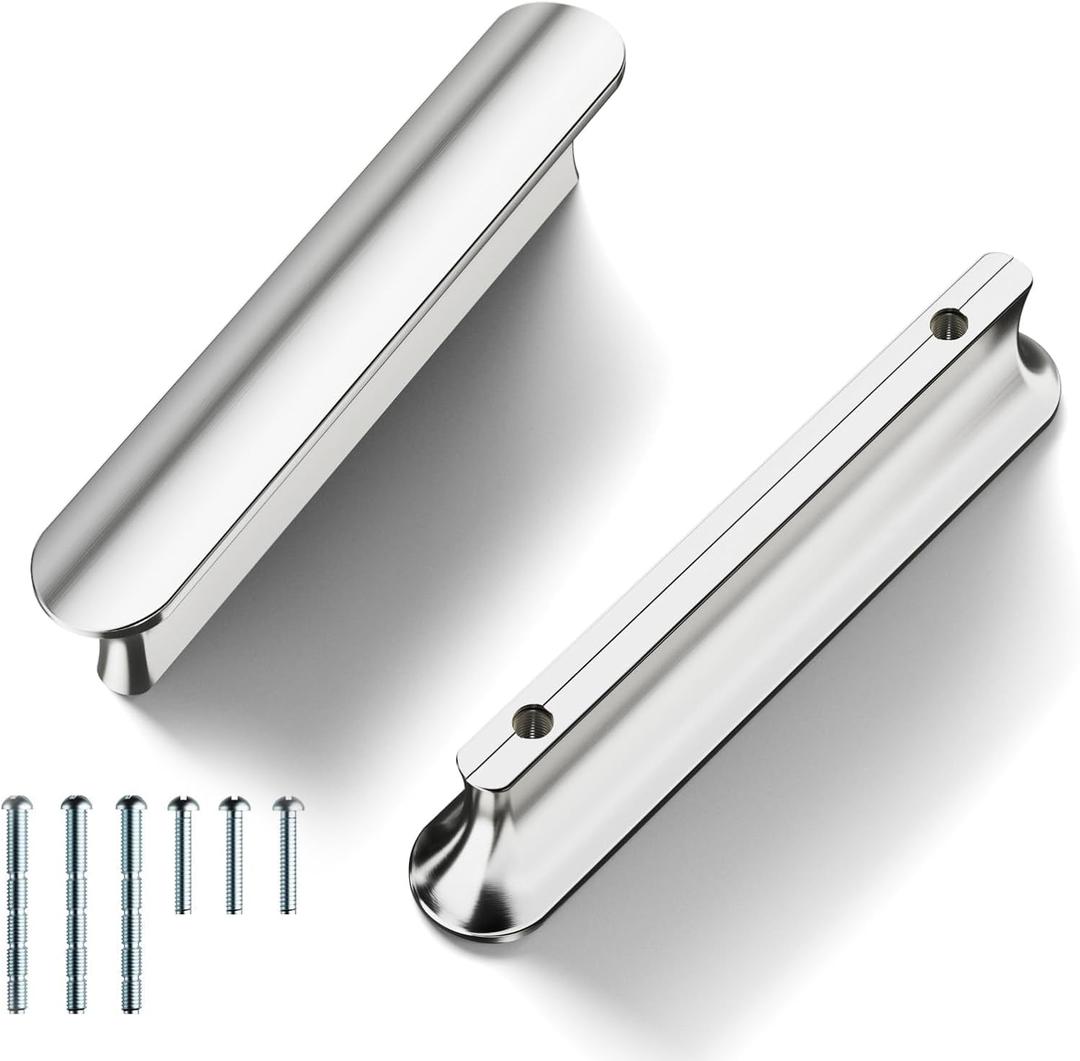 Cobbe 10 Pack Stainless Solid Brushed Chrome Cabinet pulls, 3 Inch Hole Center, Handles for Kitchen and Bathroom Cabinets and Drawers