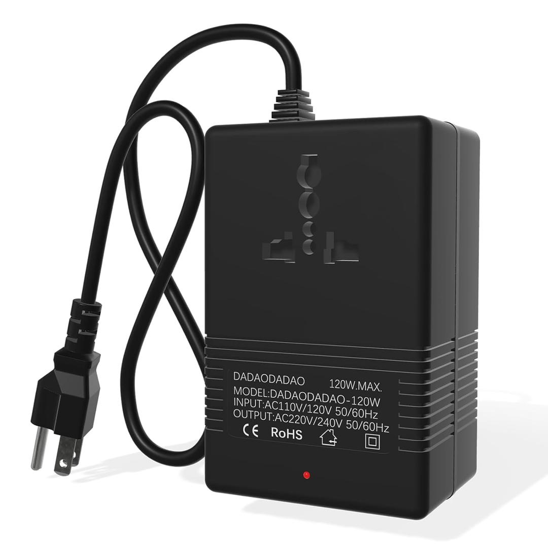 120Watts, Voltage Converter 110v to 220v, 110 to 220 Voltage Converter, Transformador de 110 a 220, Step up Transformer 110v to 220v, Applicable to Appliances with a Power of 120 Watts or Less