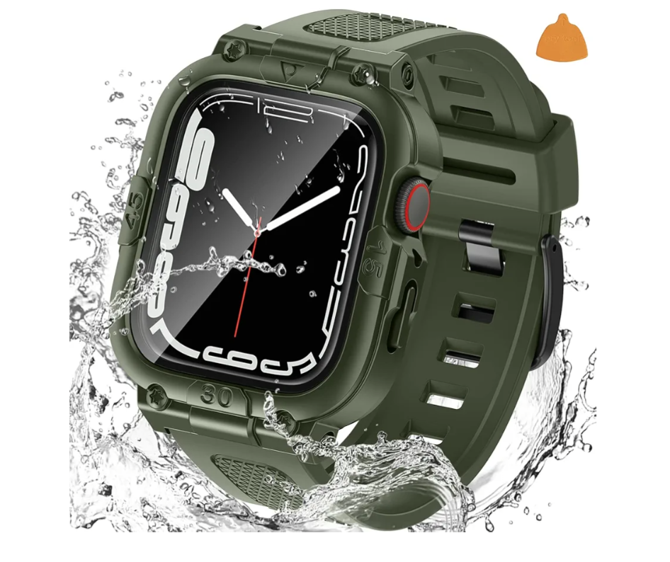 Goton 3 in 1 Waterproof Case with Band for Apple Watch with Built-in Tempered Glass Screen Protector 44mm, 360° Shockproof Bumper Face Cover with Band for Apple Watch SE 3/SE 2/SE, Series 6/5/4, 44mm