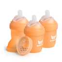 Herobility Anti-Colic Baby Bottles 5 fl oz/140 ml  Pack of 3 Newborn Baby Bottles, Slow Flow Plastic Bottles, Breast-Shaped Teat for Breastfed Babies, Small Baby Bottles, Swedish Design, Peach