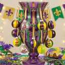 MiniInflat 16 Pcs Mardi Gras Ball Ornaments 2.4 Inch Glitter Mardi Gras Tree Ornaments with Hanging Rope Carnival Masks Purple Green Gold Tree Decorations for Home Carnival Masquerade Party Decor