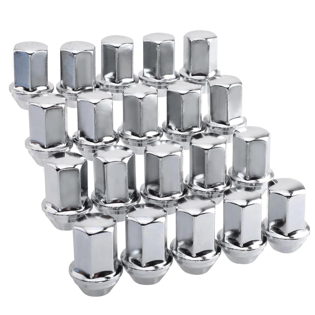 14x1.5mm 1.77 Inch 7/8 Hex OEM Factory Style Large Acorn Seat Lug Nuts Factory Wheels Replacement for Wrangler Gladiator Cherokee Grand Ram 20 Pcs (chrome)