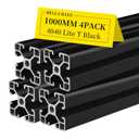 BELLA BAYS 4pcs 39.37 inch 1000mm 4040 T Slot Aluminum Extrusion Profile European Standard Anodized Black Extruded Linear Rail Guide Frame for 3D Printer Laser Engraving Machine CNC Workbench DIY