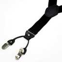 JEMYGINS Solid Color Suspender and Silk Bow Tie Sets for Men (Black)