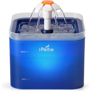 iPettie Neverland Cat Water Fountain with LED Light, 67oz/2.0L, Ultra Quiet Drinking Waterer, Automatic Filtered Water Dispenser, Water Purifier for Pets, Blue
