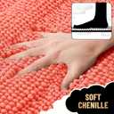OLANLY Thick Small Bathroom Rugs 24x16, Extra Soft Absorbent Chenille Striped Bath Rugs, Rubber Backing, Machine Wash, Bath Mats for Bathroom Floor, Tub and Shower, Home Decor Accessories, Coral