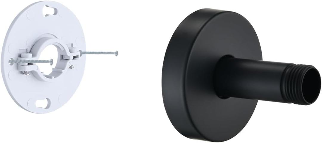 3 Inch Shower Arm with Flange and Stabilizer Bracket, Ceiling Mount Replacement Rain Shower Head 304 Stainless Steel Straight Arm For Fixed Shower Head, Matte Black