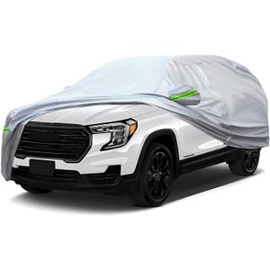 Full Car Cover Universal 6 Layers Outdoor Thicked All Weather Cover, Sunshield, Waterproof, Snow Proof, UV Proof, Scratch Proof, Bird Droppings, 6 Reflective Strips, Fits SUVs up 181"-190"