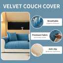 Velvet Couch Cover, Plush Sectional Sofa Cover Washable, Anti Slip Sofa Slipcover for 4 Cushions Sofas, Furniture Protector Covers for Pets & Kids(1PC, Black, 35.4"94.5", 4-Seater)