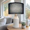 Black Drum Lamp Shade, Medium Lamp Shade Replacement 11.81" Top x 11.81" Bottom x 7.87" High, Fabric Lampshade for Table Lamps, Floor Lamps, Bedroom Bedside Lamps, E26 E27 Compatible
