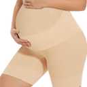 KIM S Shape Your Bump Seamless Maternity Shapewear for Dress, Pregnancy Underwear Prevent Chafing Belly Support (Beige)