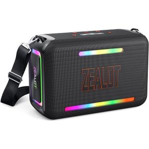 ZEALOT 120W Bluetooth Speaker, Wireless Speakers IPX6 Waterproof Loud Bluetooth Subwoofer Speaker with LED Light, 40H Playtime, Custom EQ, Portable Wireless Stereo Paired Speakers for Outdoor, Party (Black)